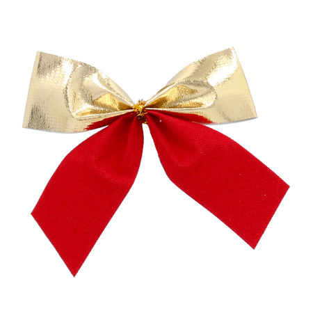 SET OF 12 CHRISTMAS BOWS SILVER/RED-GOLD