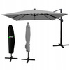 PARASOL OGRODOWY 3 x 4 M SZARY "ROMA" Z POKROWCEM Z LED 
