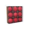 SET OF 9 BAUBLES 6 CM RED/GOLD/SILVER