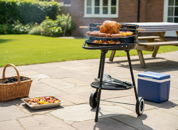 SIMPLE CHARCOAL BBQ WITH WHEELS 58 x 44 x 72 CM