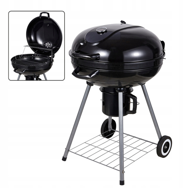 CHARCOAL KETTLE BBQ WITH LID, ASH PAN AND WHEELS 66 x 57 x 85 CM
