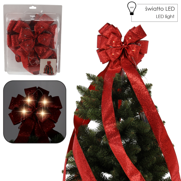 TREE TOPPER BOW WITH LED RED 2,1 M