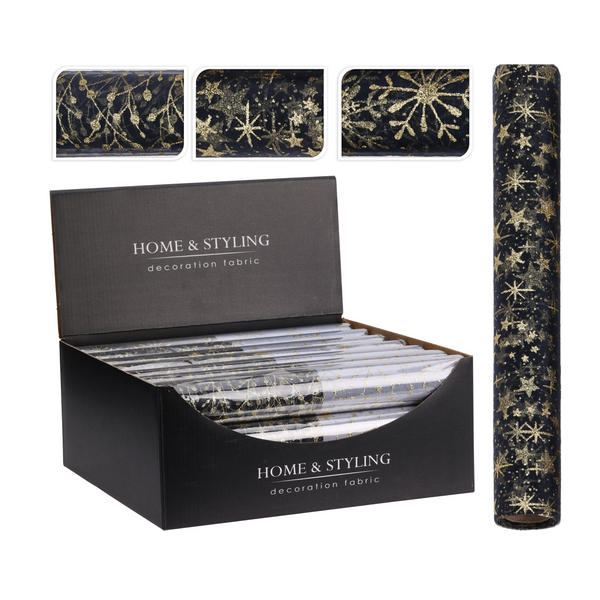 TKANINA DEKORACYJNA ROLKA 500 x 30 CM CZARNY *0027