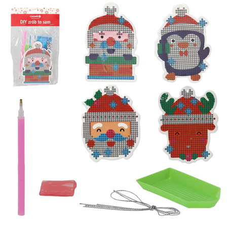 DECORAȚIUNE DE CRĂCIUN - SET PENTRU BRODAJ CU DIAMANTE "FĂ-O SINGUR" MIX DE MODELE ambalaj=12buc *7144