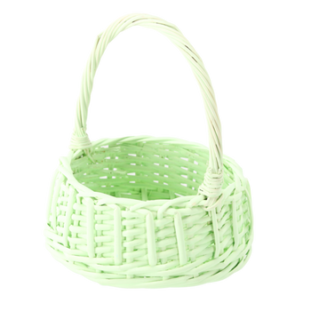 RATTAN BASKET 26 x 26 x 14/35 CM WITH HANDLE - GREEN