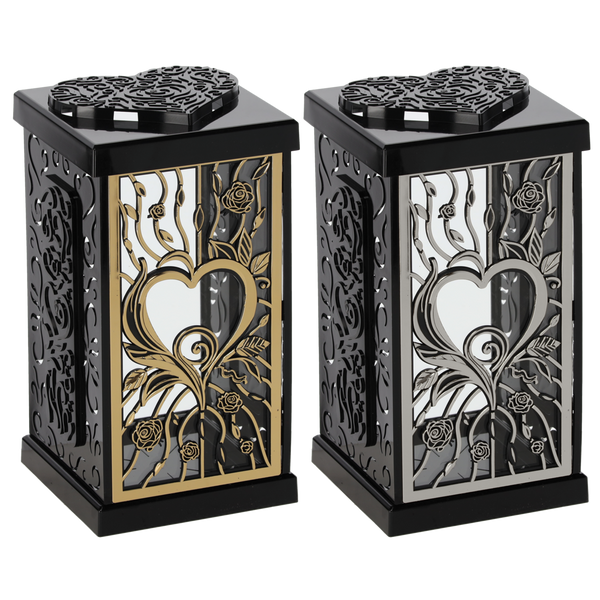 LAMPION 30CM GRACJA DUŻA RÓŻA SRECE CZARNO SREBRNY/ZŁOTY OPAK=4SZT*8354