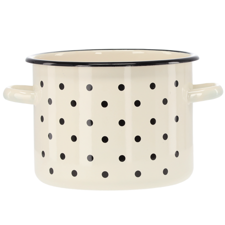 GARNEK EMALIOWANY 4,5 L 20 CM BIAŁY KROPKI *3455