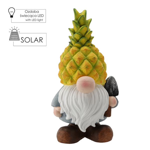 GARDEN FIGURINE - LED PINEAPPLE GNOME 21 x 18 x 40 CM