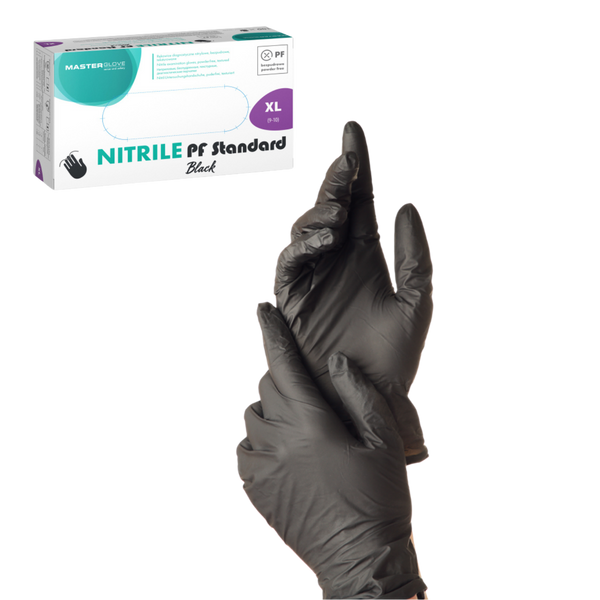 BLACK NITRILE GLOVES SIZE XL 100PCS