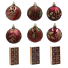 SET OF 8 CHRISTMAS BAUBLES RED 6 CM