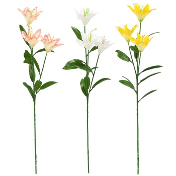 ARTIFICIAL BRANCH - LILY WITH THREE FLOWERS 64 CM ASSORTED COLOURS