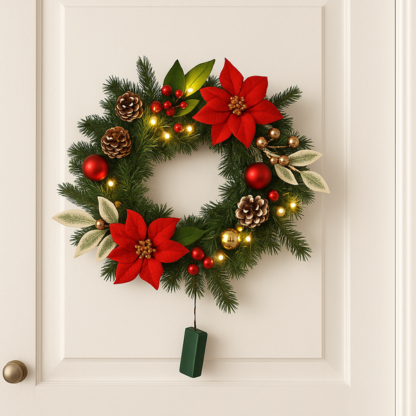 CHRISTMAS WREATH LED 30 CM RED-GOLD