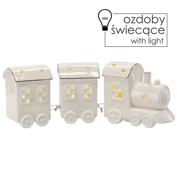 FIGURKA BOŽONAR. - BÍLÝ VLAK S VAGONY 28.8 x 6.6 x 10.5 CM LED balení=1ks *1207