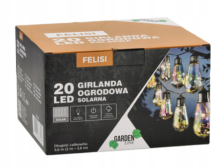SOLAR GARDEN GARLAND LENGTH 2 + 3.8 M FELISI 20 LED COOL WHITE