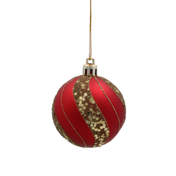 SET OF 8 CHRISTMAS BAUBLES RED 6 CM