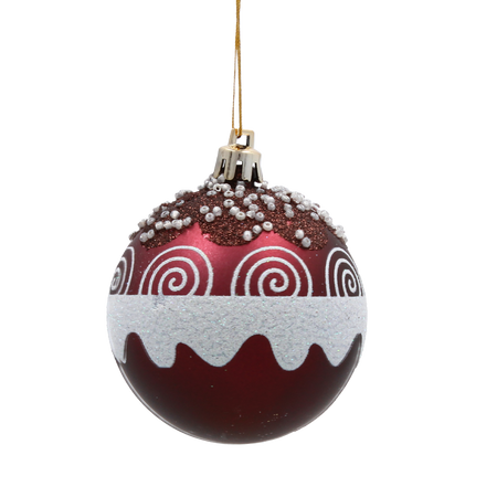 SET 6 BOLURI DE CRĂCIUN BURGUND 7 CM MIX DE MODELE *5782