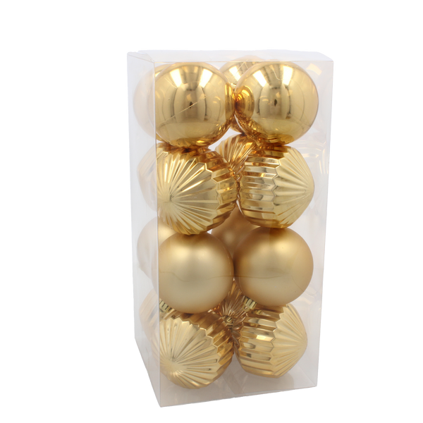 KPL. 16 BOMBEK 8 CM RED / GOLD / SILVER *3788