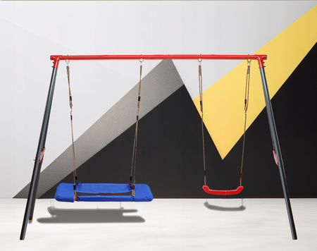 DVOJITÁ ZÁHRADNÁ HOUPAČKA (KOVOVÝ RÁM + HOUPAČKA + ČAPIE HNÍZDO) 290 x 180 x 200 CM *1111