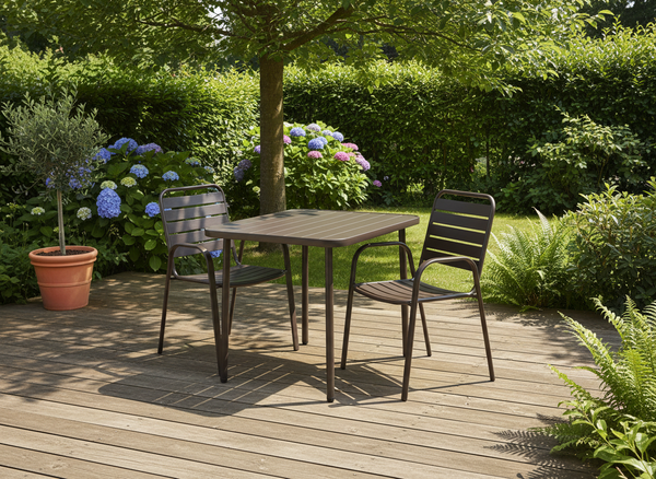 STOLIK OGRODOWY KWADRATOWY 80 x 80 x 72 CM BRĄZOWY