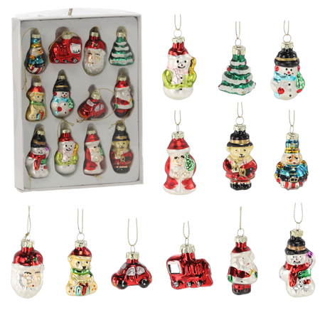 SET OF 12 CHRISTMAS TREE BAUBLES MIX DESIGNS 22 x 16 x 4 CM
