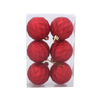 SET OF 6 GEOMETRIC BAUBLES 6 CM RED/GOLD/SILVER
