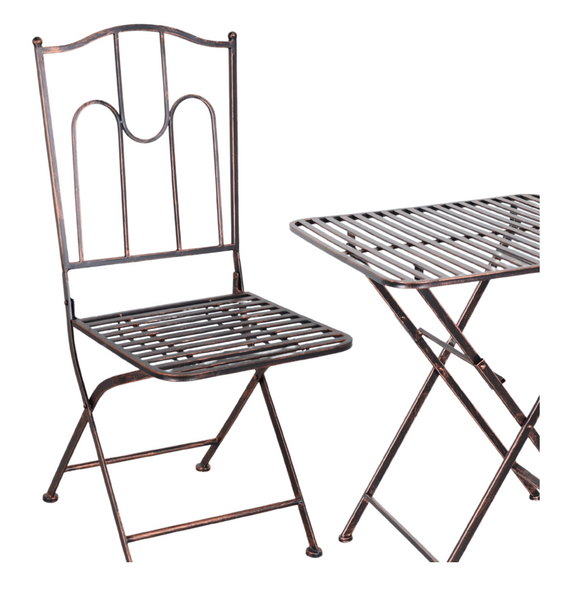 ZESTAW MEBLI OGRODOWYCH ANTYCZNY BRĄZ (STÓŁ KWADRATOWY + 2 KRZESŁA)