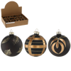 GLASS ORNAMENT - MATTE BLACK DECORATED MIXED PATTERNS 8 CM