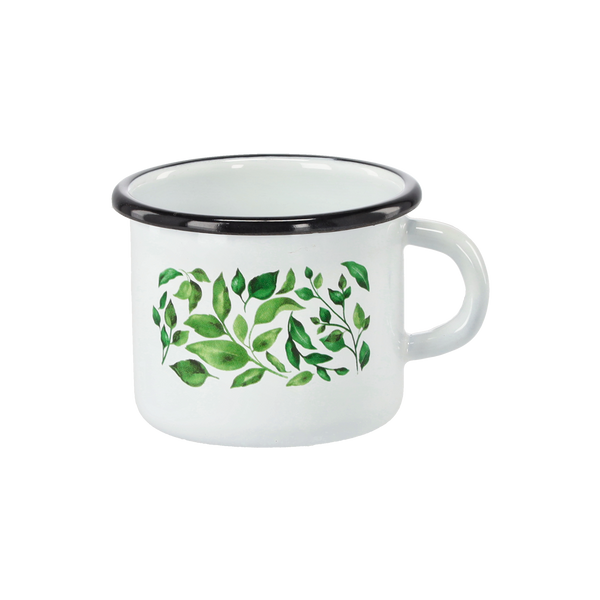 KUBEK EMALIOWANY 0,5 L 8 CM BIAŁY FIKUS *9006