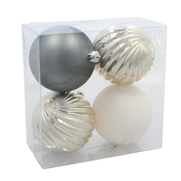 KPL. 4 BOMBEK 10 CM ŠAMPANSKÝ/SIVÝ/BIELY *0028