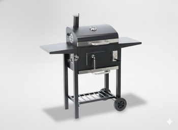 GRILL WĘGLOWY "INFERNO" Z POKRYWĄ, ŻELIWNYM RUSZTEM I KÓŁKAMI 109 x 46 x 106,5 CM