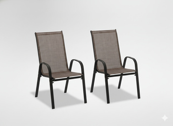 SET OF 2 BROWN GARDEN CHAIRS 54 X 72 X 96