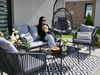 GARDEN FURNITURE SET MADE OF WOVEN ROPE (2 ARMCHAIRS + SOFA + TABLE) - ANTHRACITE, CUSHIONS - GREY