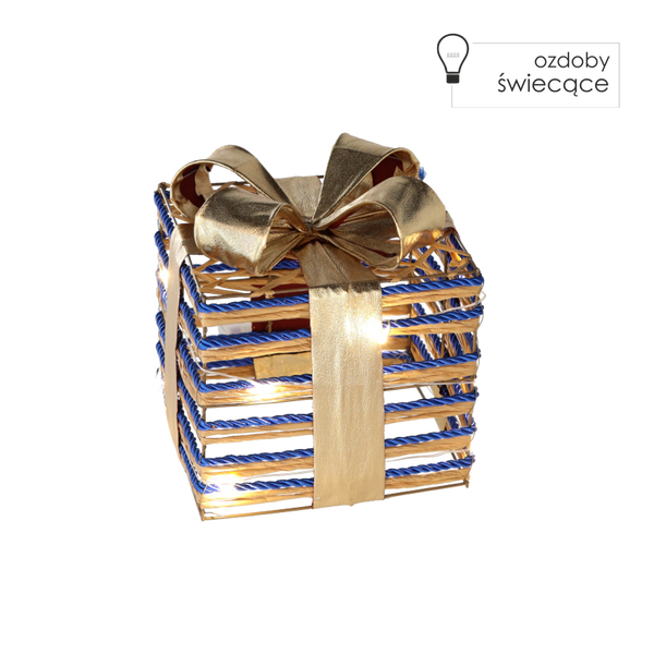 CHRISTMAS DECORATION - GIFT WITH BOW BLUE 15 CM LED