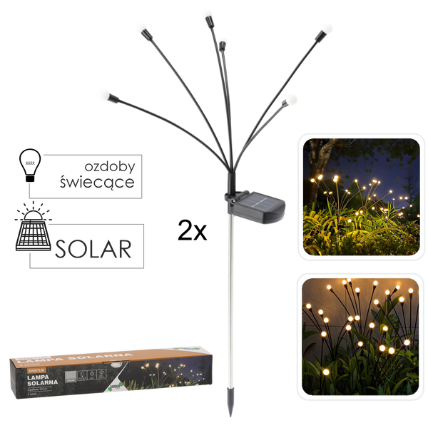 Sada 2 solárních lamp H 70 cm se světlem 6 LED teplá bílá *5899