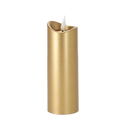 LED CANDLE 5CMX15CM WITH BATTERIES GOLD PINK FLAME*9655