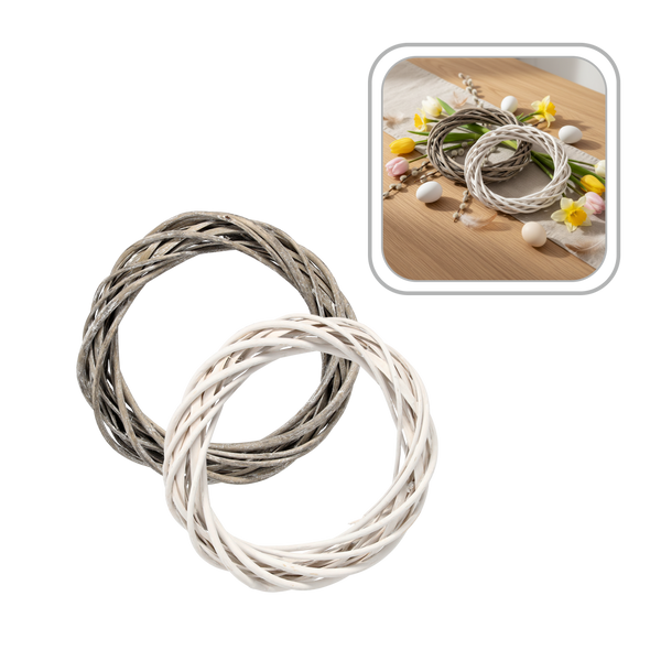 WICKER WREATH 25 CM WHITE / GRAY