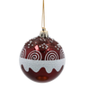 SET OF 6 CHRISTMAS BAUBLES DARK RED 7 CM