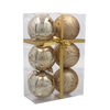 SET OF 6 CHRISTMAS BAUBLES GOLD 8 CM
