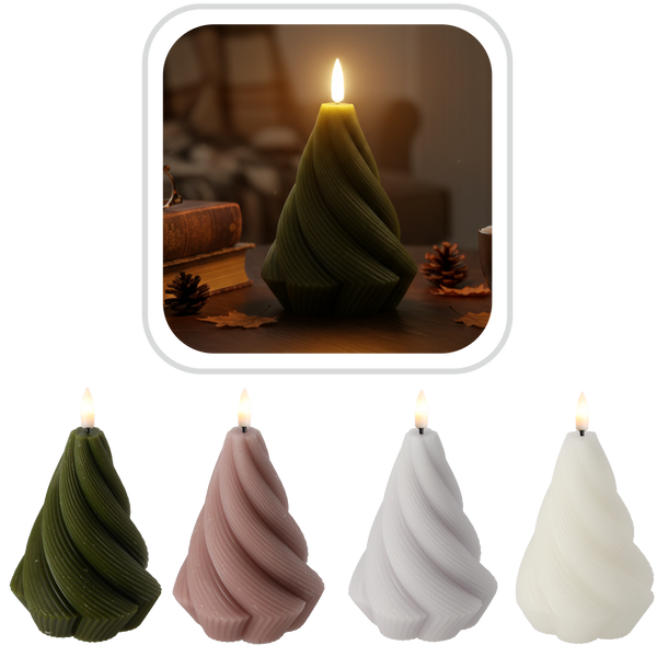 CANDLE DIN WAX LED - TWISTED 9 x 12,5 CM MIX CULOARE *9331