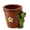 GARDEN FLOWER POT – WITH FROG AND FLOWER "WELCOME" 37 X 30 X 31 CM