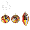 GLASS ORNAMENT - COLORED STREAMERS MIXED PATTERNS
