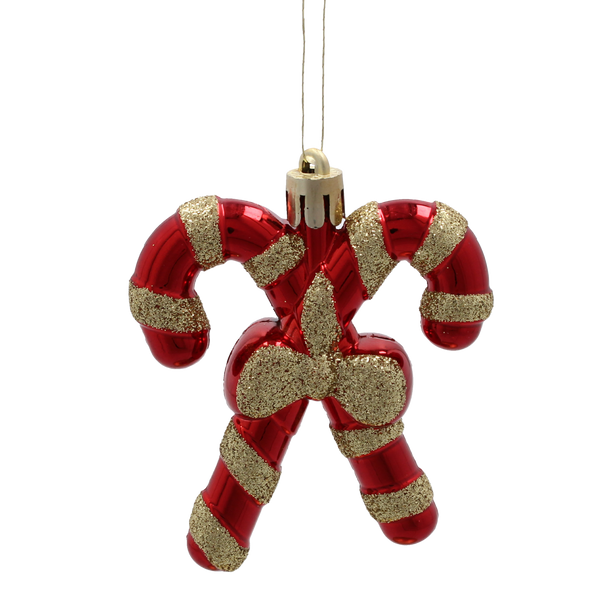 SET OF 4 CHRISTMAS TREE ORNAMENTS - CANDY CANE 7.5 X 6.5 CM pack=12 sets
