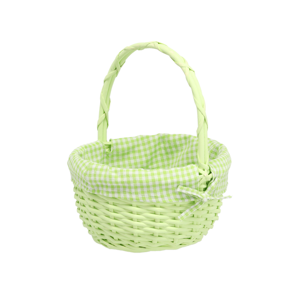 KOŠ NA RATTAN 23 x 23 x 12,5/28 CM S RUKOJETÍ A MATERIÁLEM - ZELENÝ *7169