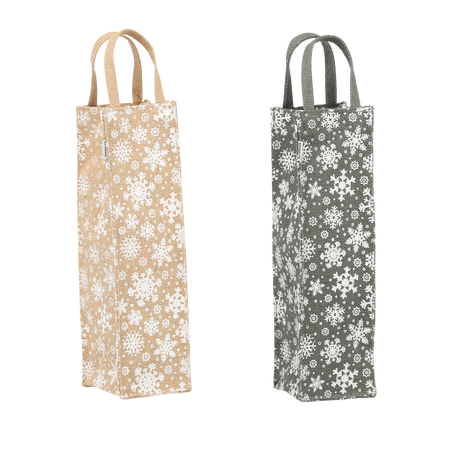 JUTOVÁ TAŠKA BOŽONAR. 35 x 10 x 10 CM SNEHOVÉ VLOČKY MIX FARIEB NA FĽAŠU balenie=5ks *3789
