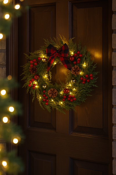 CHRISTMAS WREATH LED 40 CM 40 L GREEN WITH A BOW