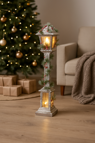 CHRISTMAS WOODEN LED LANTERN 16 x 16 x 85 CM