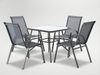 ZESTAW MEBLI OGRODOWYCH - 4 KRZESŁA + KWADRATOWY STOLIK - SZARY