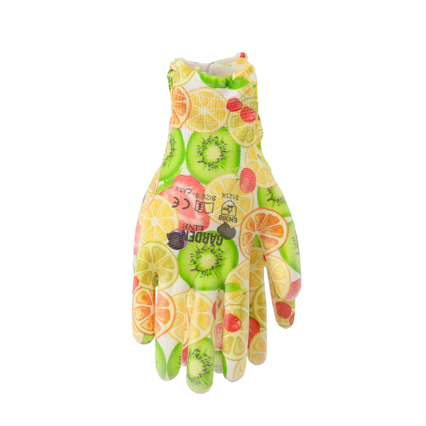 GARDEN GLOVES "7" PATTERN, POLYESTER WITH POLYURETHANE PACKET=12