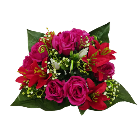 ARANJAMENT FLORAL ARTIFICIAL RĂNDURI ŞI LILIAC 25 x 27 x 27 CM MIX DE CULORI ambalaj=12 buc *2959