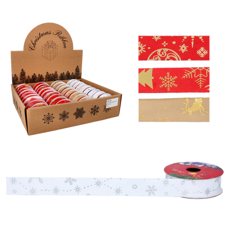 CHRISTMAS DECORATIVE RIBBON 2.5 CM x 2.7M